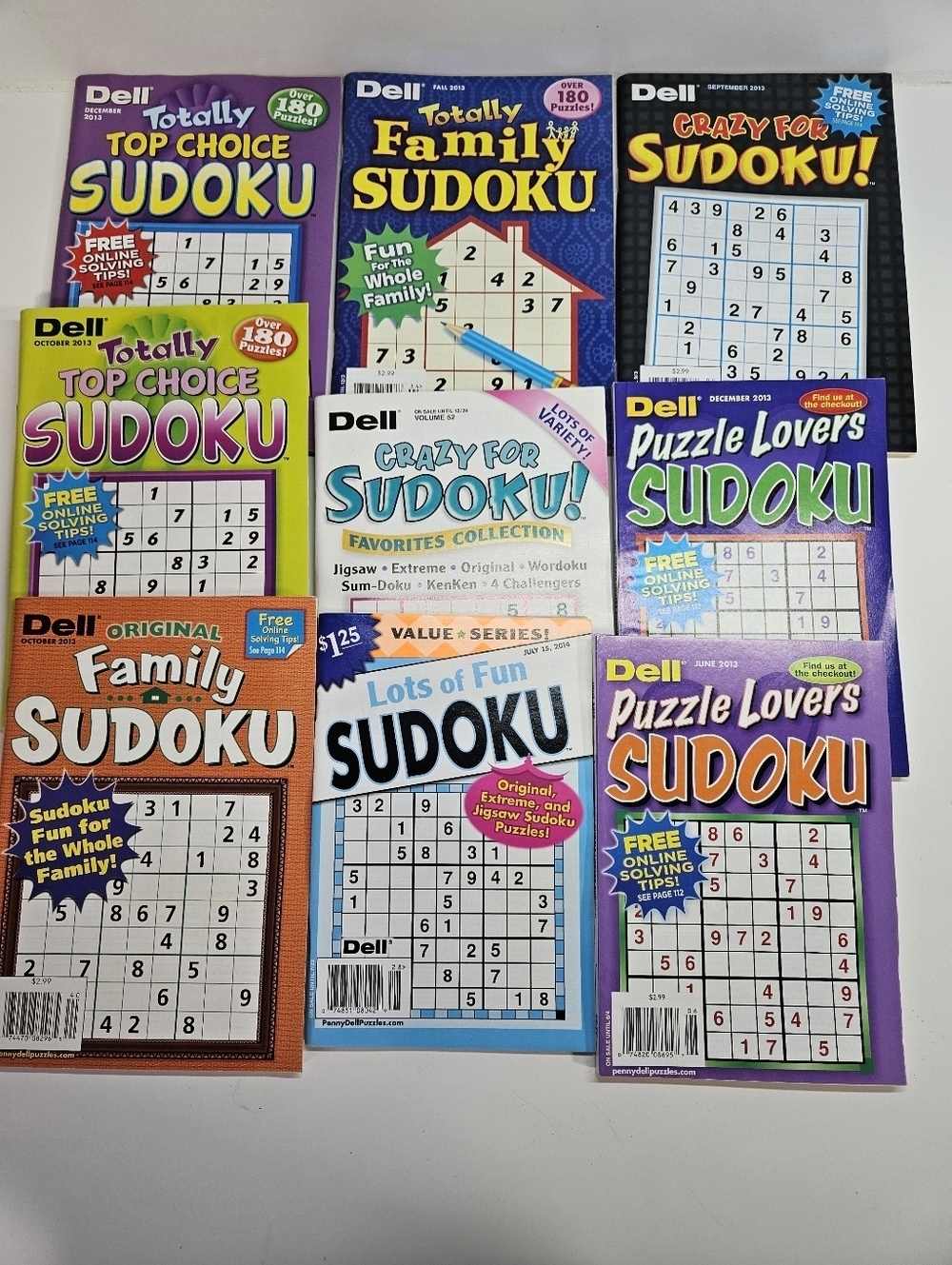 NEW Lot of 10 Penny Press Dell Sudoku Puzzle Books Crazy Family Puzzle Lovers